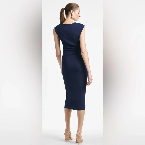 SACHIN & BABI Diana Mid Length Stretch Crepe Dress Navy NWT Size 6 - Picture 10 of 10